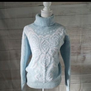 Vintage ♡ Shimmery Blue Knit Turtleneck Sweater
